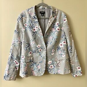 Liz Claiborne Light Gray Floral Blazer Jacket, Size XL